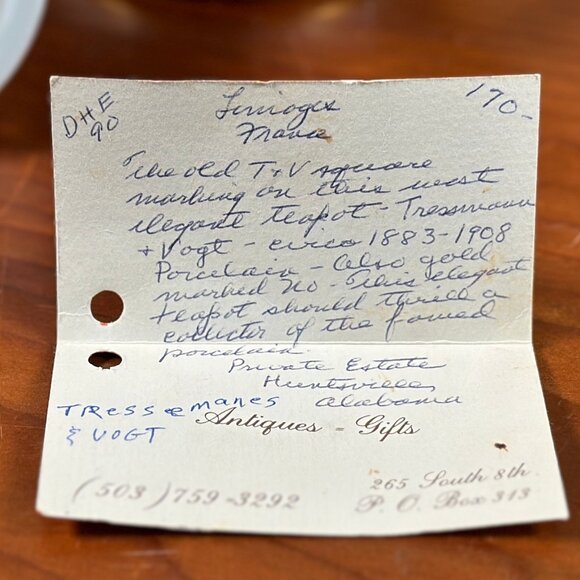 Antique T & V Limoges Teapot - 1896 - Picture 11 of 11